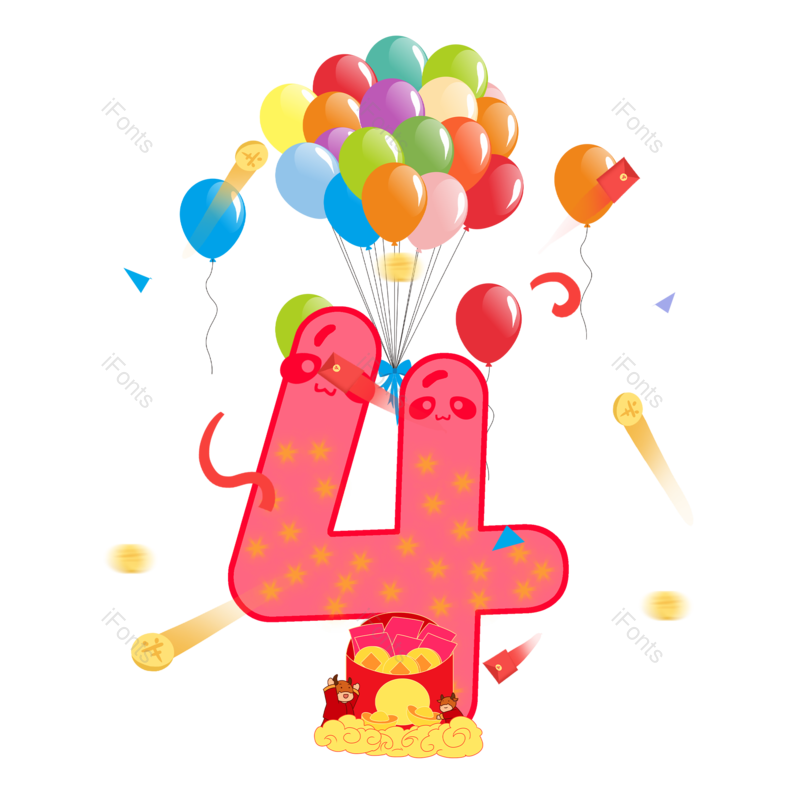 彩带图片,卡通气球元素,数字PNG,节日氛围免抠素材